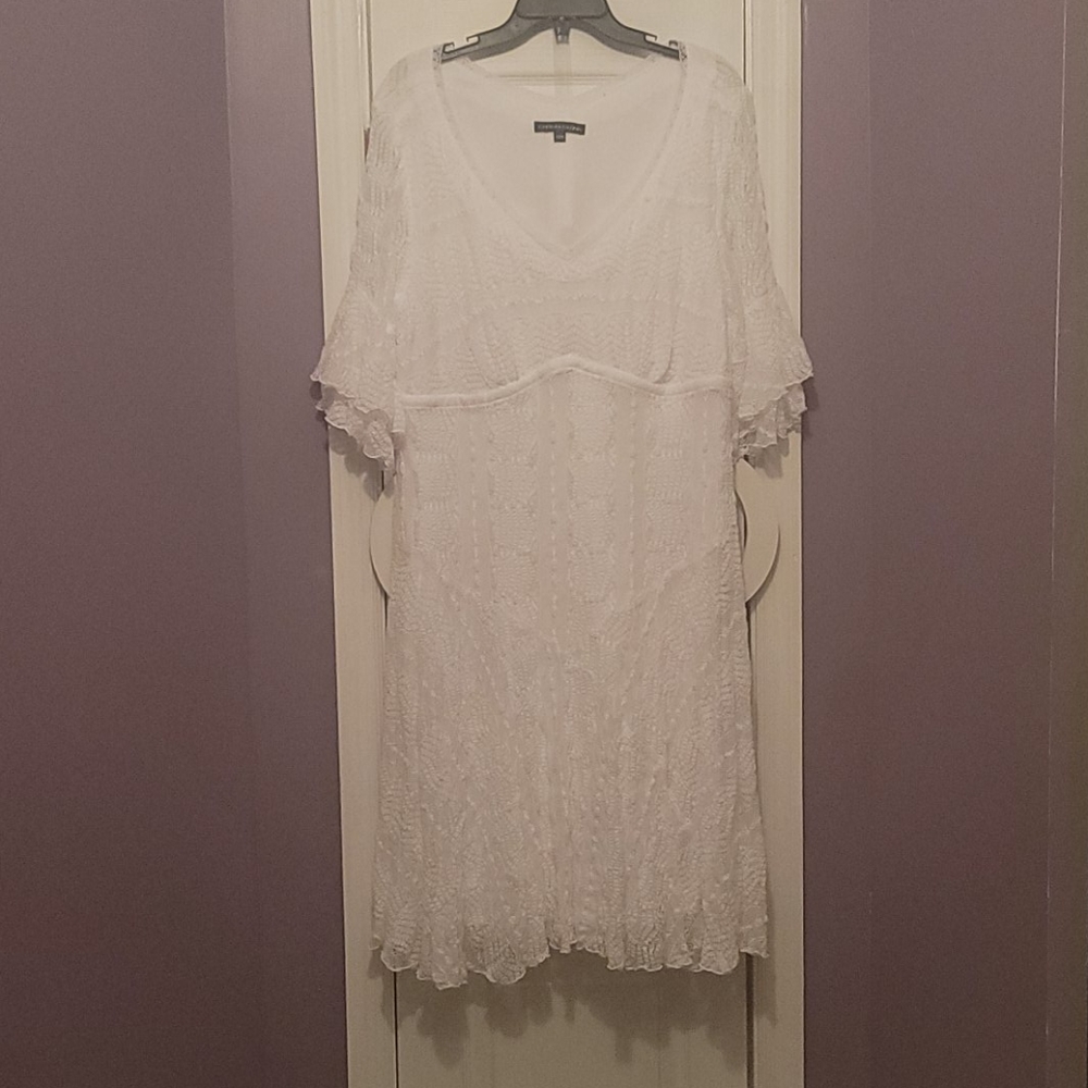White plus size sheer dress
